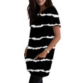 thumbnail image 5 of Duoif Women's Casual V Neck Short Sleeve Dress Loose Fit T Shirt Dress with Pockets Black L, 5 of 9