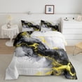 thumbnail image 2 of Yellow Black Marble Full Bedding Sets Watercolor Marbling Comforter Set, Stone Pattern Down Comforter Modern Abstract Art Bedding Comforter Sets, Retro Ink Painting Duvet Insert, 2 of 6