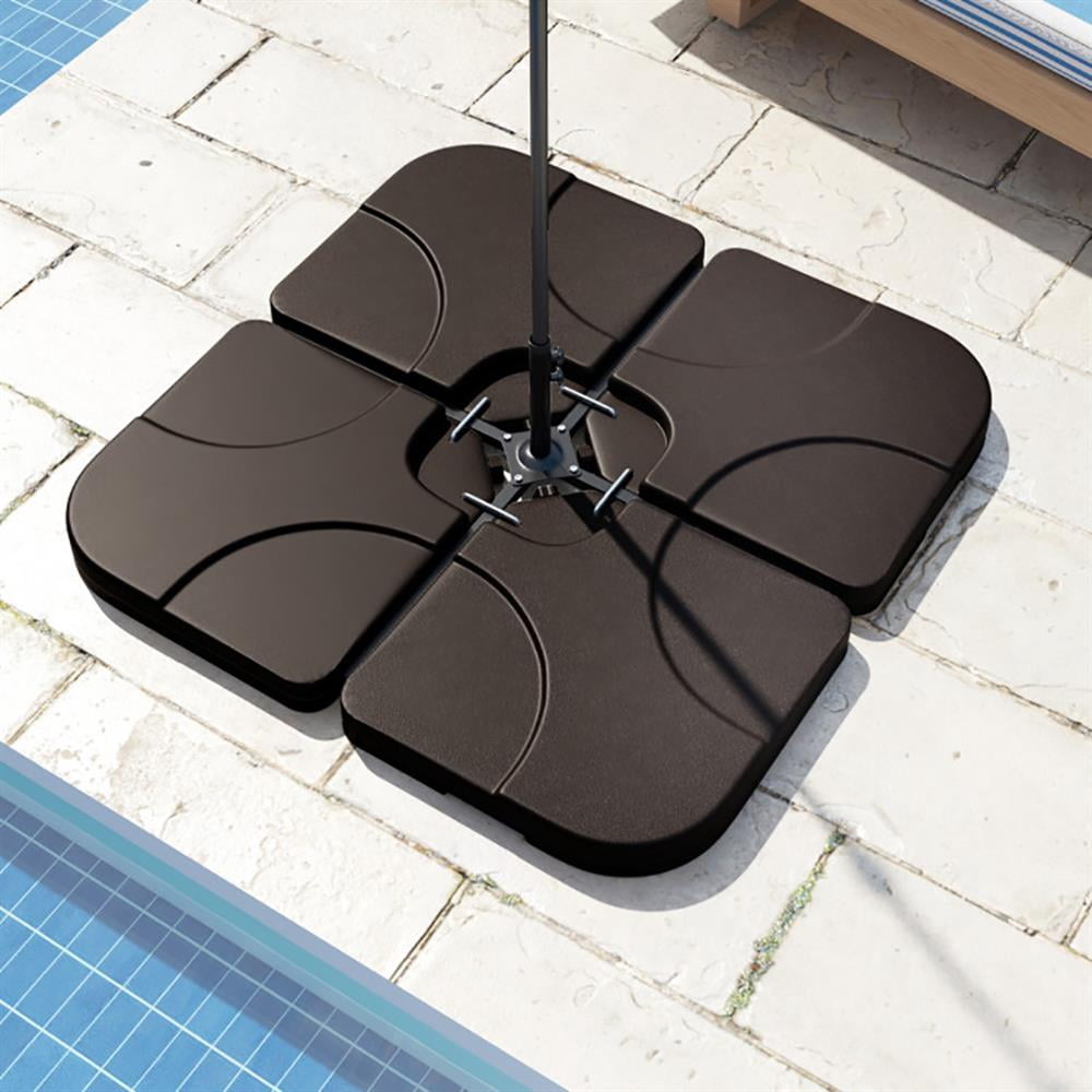 GVN Patio Umbrella Base,Outdoor Umbrella Stand,20 Inch Patio Offset Water Filled Plate Umbrella Base Sand-Coffee