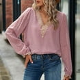 thumbnail image 6 of LEAVINGSUO Long Sleeve Shirts for Women, Fall Womens Tops Women's Fashion Casual Spring Summer Long Sleeve V-Neck Blouses & Shirts, 6 of 8