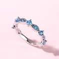 thumbnail image 4 of Elegant Round Cut Lab-Created Swiss Blue Topaz Half Eternity Wedding Band Ring | 925 Sterling Silver | Timeless Gift Jewelry for Women, 4 of 5