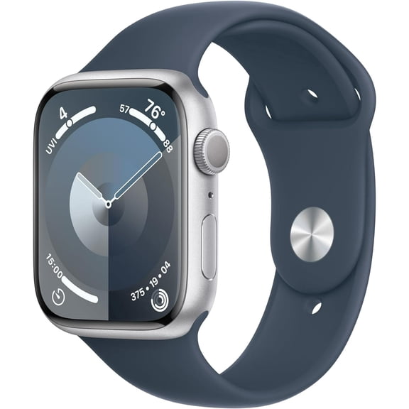 Pre-Owned Apple Watch Series 9 [GPS 45mm] Silver Aluminum Case with Blue Sport Band