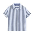 thumbnail image 4 of TBWNWG Girls Striped Knit Top Casual Loose Fit Lapel Open Front Short Sleeve Blouse Summer Fashion Tee,Sizes 11-12 Years, 4 of 5