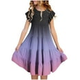 thumbnail image 2 of Sentmoon Robe Fille Été Active Col Rond Robes Formelles Fille Taille 10-12 Manches Courtes Coupe Décontractée Couleur Dégradée Extensible Robes de Printemps Enfant pour Voyage 14 Ans, 2 of 5