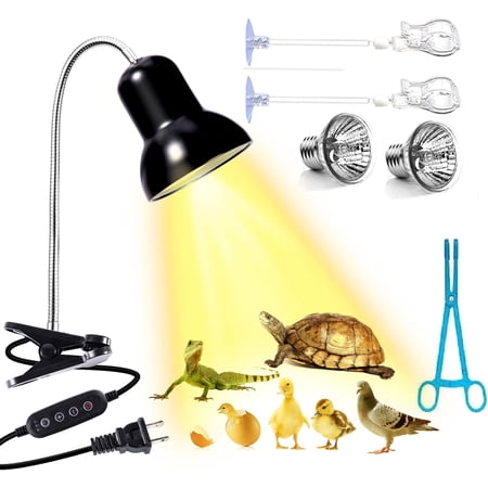 Reptile Heat Lamp Light, UVA UVB Reptile Light, Reptile Turtle Heating Lamps for Turtles Tortoise Lizards Snake Bird or Chick one Terrarium lamp Light +Two 25W Bulb+2 Clip+1tweezer
