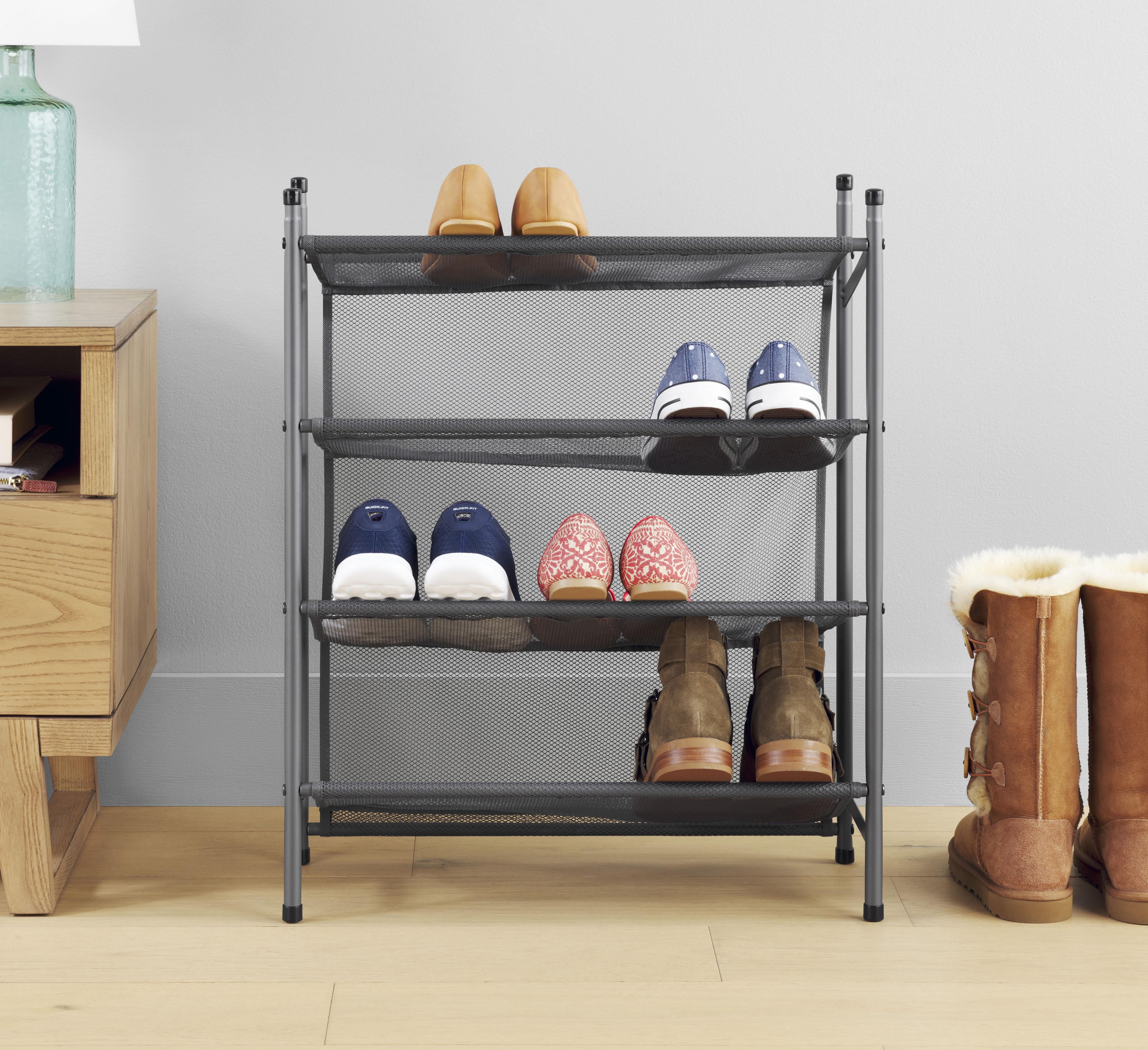 Whitmor Metal & Mesh 4-Tier Shoe Rack - Gunmetal Gray