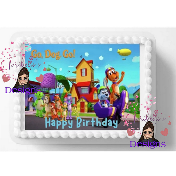 Go Dogs Go Edible Image Edible Birthday Cake Topper Frosting Sheet Icing Paper Cake Decoration Edible Cake Sticker Decal
