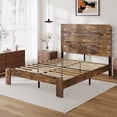 thumbnail image 3 of Wooden Queen Bed Frame with 49.9" Tall Headboard, Rustic Farmhouse Platform Bedframe with Wood Slat Support, No Box Spring Needed, Sturdy and Noise Free, Easy Assembly, Brown, 3 of 10