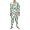 thumbnail image 3 of Yiaed Lilies Flowers Print Men’s Pajamas Set - Long Sleeve Button Down Sleep Shirt and Pajama Bottoms Sleepwear Set Mens Pjs Sets Men's Pajama Bottoms-Medium, 3 of 7