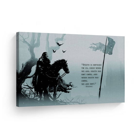 Smile Art Design Death Is Nothing To Us Since When We Are Death Has Not Come Quote Canvas Print Motivational Inspirational Home Decor Artwork Living Room - Made in the USA - 30x40