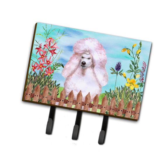 White Standard Poodle Spring Leash or Key Holder