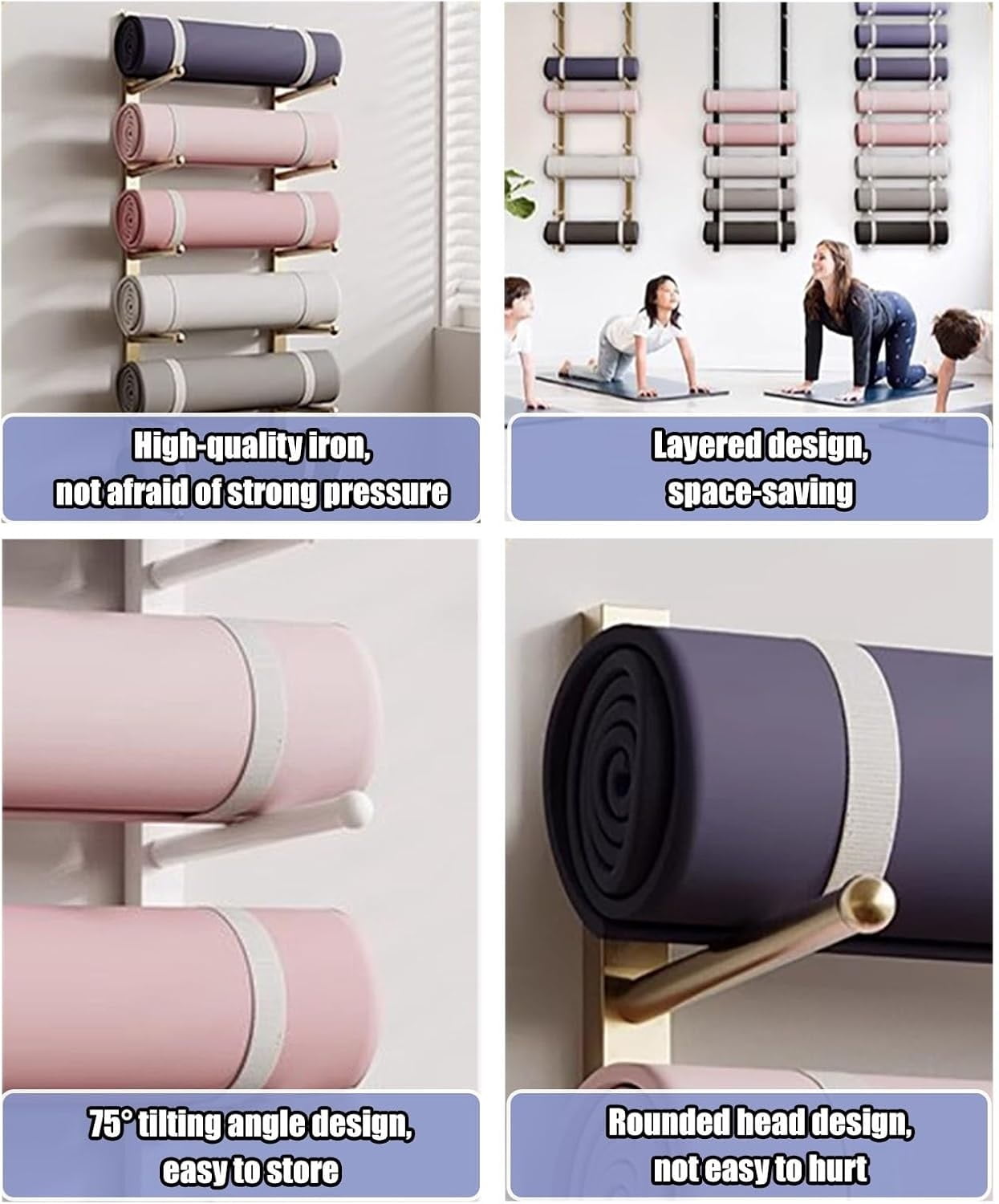 Wooden Yoga Mat Holder Wall Mount, 3 /6/9layer Wall HangingYoga Mat Storage Rack As Shoe Hanger, Yoga Mat Organizer, Or Gym Shelf For Home Gym