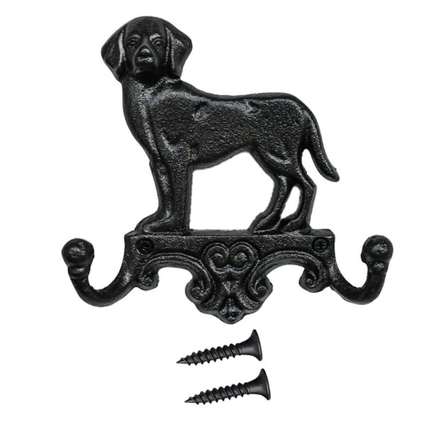 Gancho de pared de hierro fundido con doble gancho decorativo con forma de animal, práctico gancho Perro