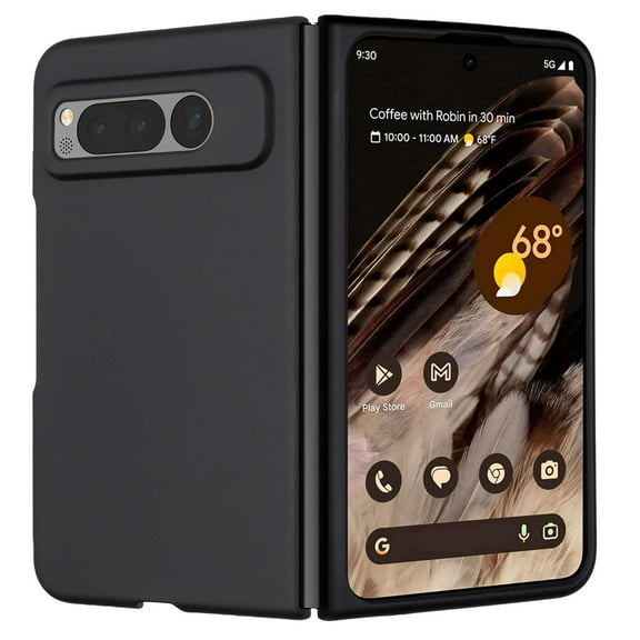 BEMZ Snap-On Series Phone Case for Google Pixel Fold - Impact Resistant Protection Slim Matte Finish Cover with LED Keychain Flashlight - Black