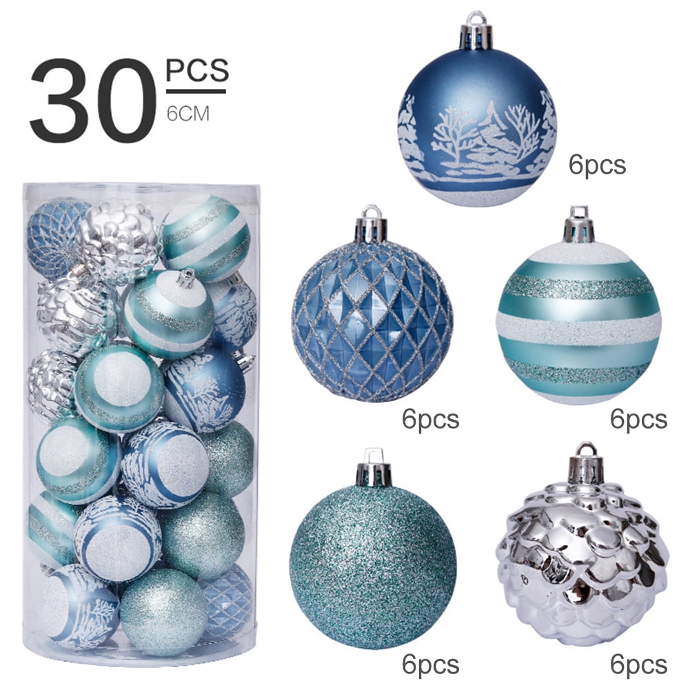 30Pcs/Pack Christmas Tree Balls Home Decorations Baubles Party Wedding UK