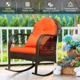 thumbnail image 6 of Gymax Patio Rattan Wicker Rocking Chair Porch Deck Rocker Outdoor Furniture W/ Cushion, 6 of 10