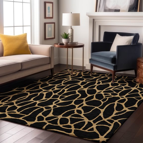Addison Rugs Mayfield Premium Machine Washable Transitional Geometric Black Rectangle Rug, 8' x 10'