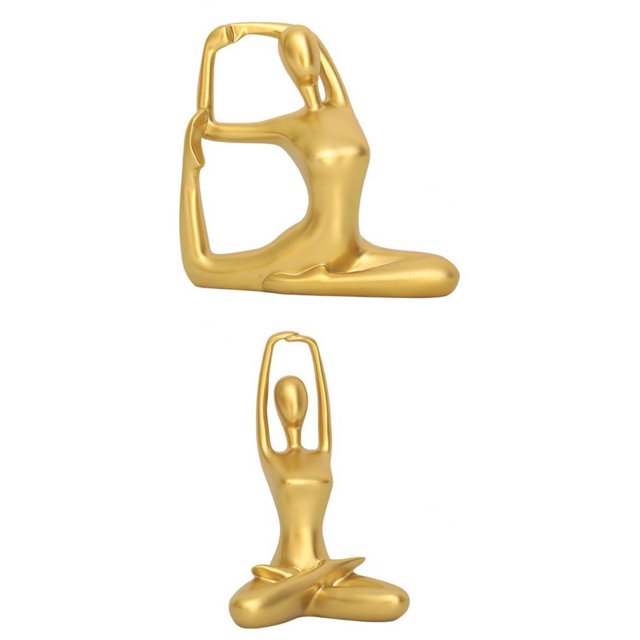 2 Estatuas De Yoga, Decoración Para El Hogar Y La Oficina, Adorno De Librería Moderno. Baoblaze Figura de postura de yoga
