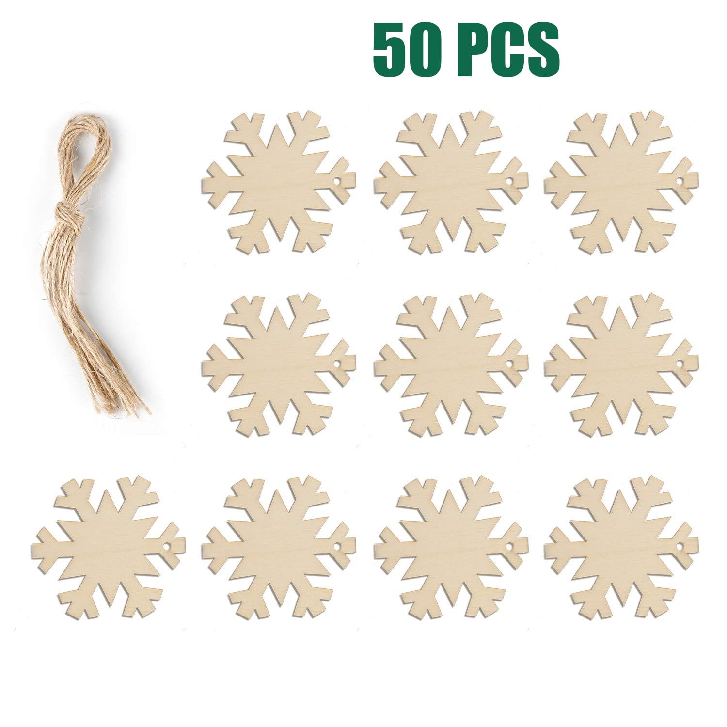 Set of 2 3.75 Inches Snowflake Family Ornament /Snowflake Wall Hanging Car Ornament Unstained Natural Color