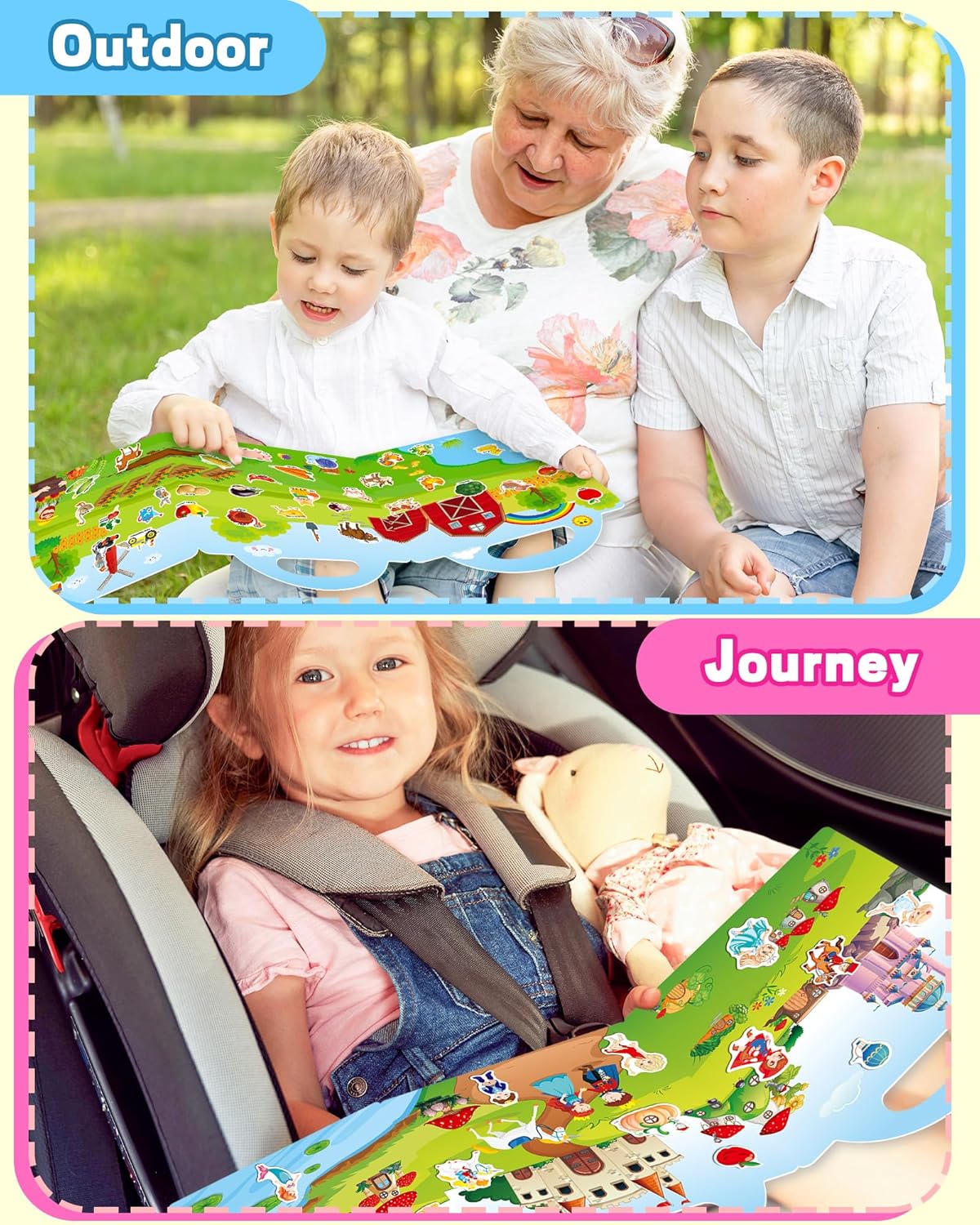 The Ultimate Toddler Travel Toy: Reusable Sticker Activity Book with 300+ Stickers for Kids Ages 2-5, Perfect for Airplane & Car Rides, Birthday & Christmas Gifts
