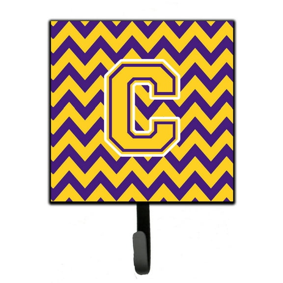 Carolines Treasures CJ1041-CSH4 Letter C Chevron Purple and Gold  Leash or Key Holder Single Hook multicolor