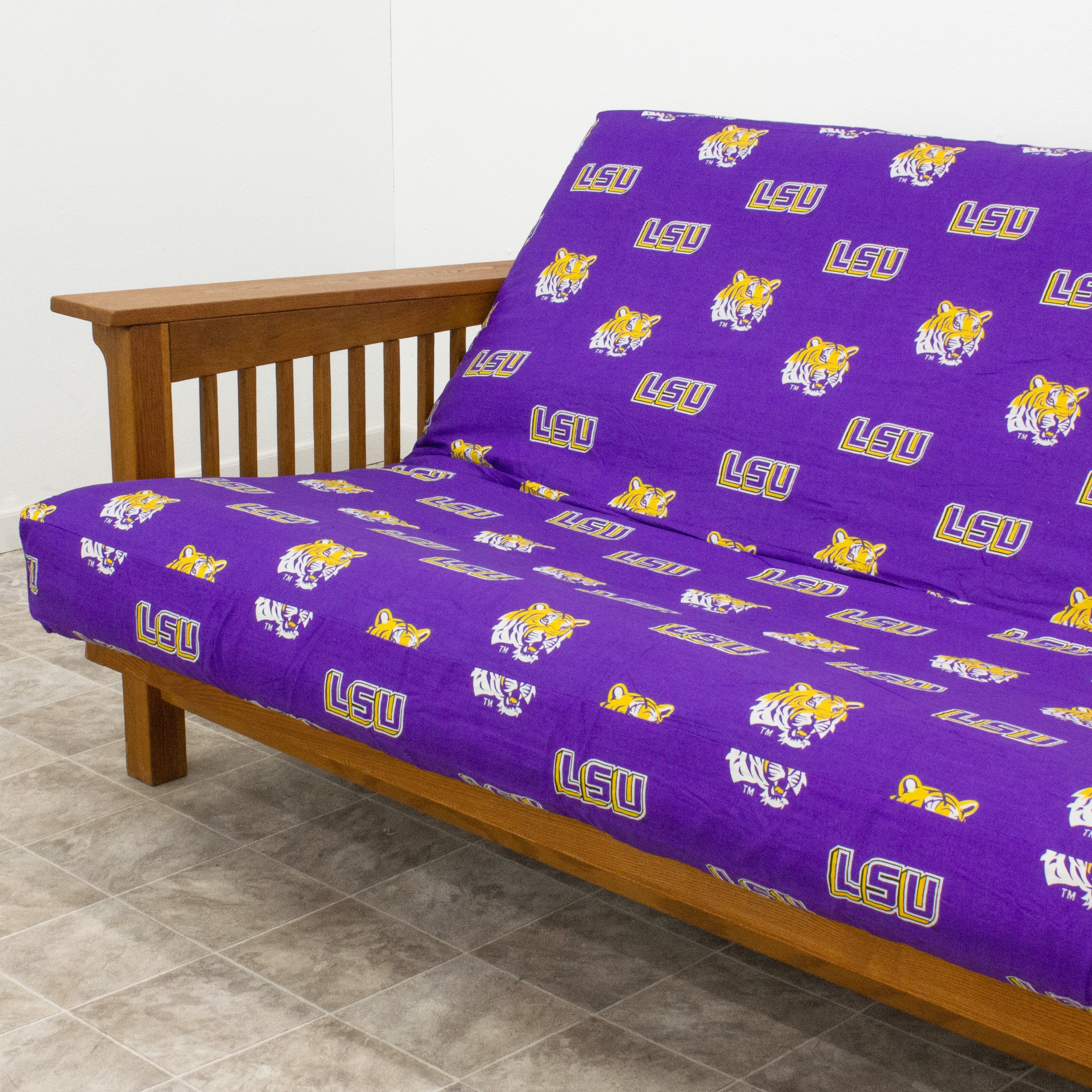 LSU Tigers Futon Cover - Full size fits 6 and 8 inch mats