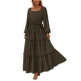thumbnail image 1 of Vestido PRETTYGARDEN 2025 Maxi con Cuello Cuadrado y Fruncido Talle Pequeño, 1 of 8