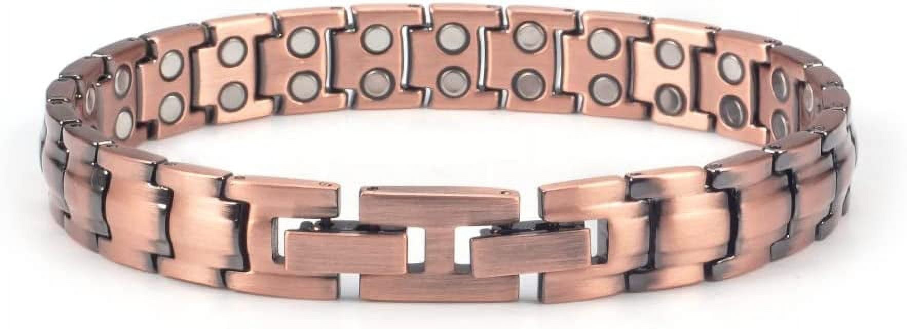 Wollet 2PCS Copper Magnetic Bracelets for Women Men Magnets Couple Bracelets Valentine's Day Gift