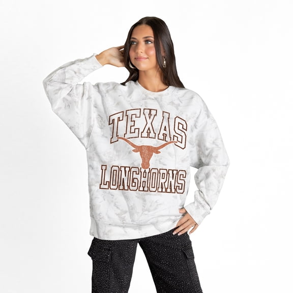 Women's Gameday Couture  Ash Texas Longhorns Whiteout Premium Fleece Camo Sweatshirt