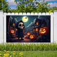 thumbnail image 4 of Spooky Design Halloween Banner Skeleton Pumpkin Decoration Haunted Graveyard Scene for Halloween Party Outdoor Indoor, 4 of 9