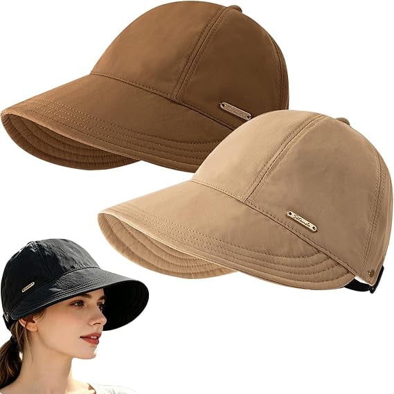 Women's Wide Brim Sun Visor Hat,Beach Hats for Women Trendy,UPF 50 Open Top UV Protection Adjustable Cap for Golf Beach Travel Sun Protection Outdoor