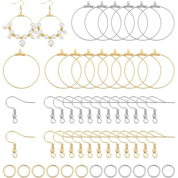 About 100pcs 2 Colors Earring Making Kit Stainless Steel Hoop Earring Findings 20pcs Earring Hooks 40pcs Open Jump Rings for Jewelry Making DIY Craft diy