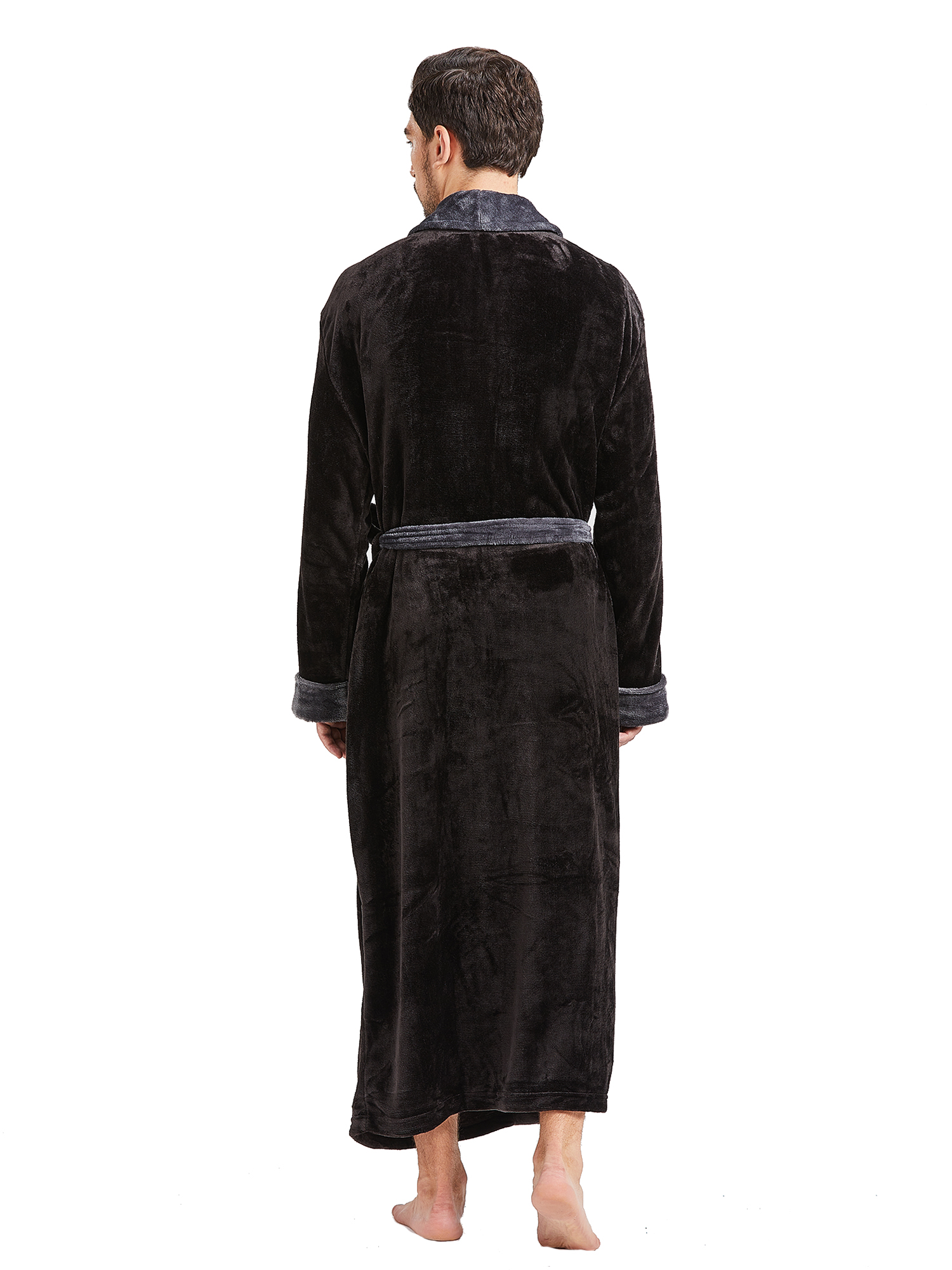 FashGudim Mens Robes Big and Tall Full Length Shawl Collar Long Plush ...