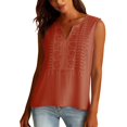 thumbnail image 4 of TRUBKH Women's Linen Top Summer Shirts for Women's Solid Color Top Loose Cotton and Linen Top Solid Blouses Tops Beach Vacation Style Tops Loose T Shirts Lightweight Blouse Orange M, 4 of 9