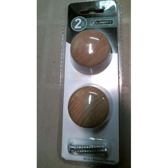 Liberty Cabinet Knob Pull 1 1/2" Birch Wood 2 Pack, Free Shipping