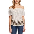 thumbnail image 1 of CeCe Womens Off-The-Shoulder Printed Blouse, 1 of 2