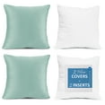 thumbnail image 1 of Nestl Plush 2 Pack Solid Decorative Microfiber Square Throw Pillow Cover with Throw Pillow Insert for Couch, Aqua, 26" x 26", 1 of 1