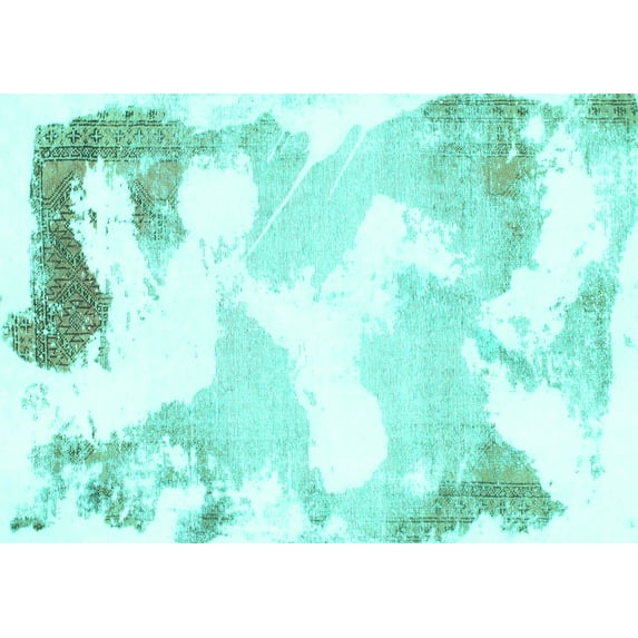 Ahgly Company Indoor Rectangle Abstract Turquoise Blue Modern Area Rugs, 5' x 8'