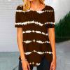 thumbnail image 1 of Chemises à Manches Courtes pour Femmes Mode Tendance Été Col Rond Loisirs Manches Courtes Imprimé Hauts Imitation Coton Hauts d'Été 2023 Hauts Blouses pour Femmes, 1 of 5