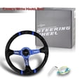thumbnail image 4 of W-Power 14" Black Alcantara Double Blue Stripe 4" Deep Dish Ultra Steering Wheel, 4 of 6