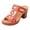 Red, variant on Womens Platform Chunky High Heels Dressy Slip on Sandals 2026 Summer Comfortable Trendy Casual Geometric Hollow out Heeled Slides Gold Size 6.5