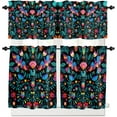thumbnail image 2 of Mexican Watercolor Bird 3 Pieces Kitchen Curtains and Valances Set Tier Curtains Abstract Retro Winter Short Curtain Rod Pocket Window Curtain Panels (Single Panel 54"x18",2 Tiers 27.5"x24"), 2 of 5