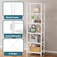thumbnail image 6 of Satifur Bookshelf Bookcase Organizer with 6 Shelves for Living Room Bedroom Kitchen Garage 59.5" H, White, 6 of 8