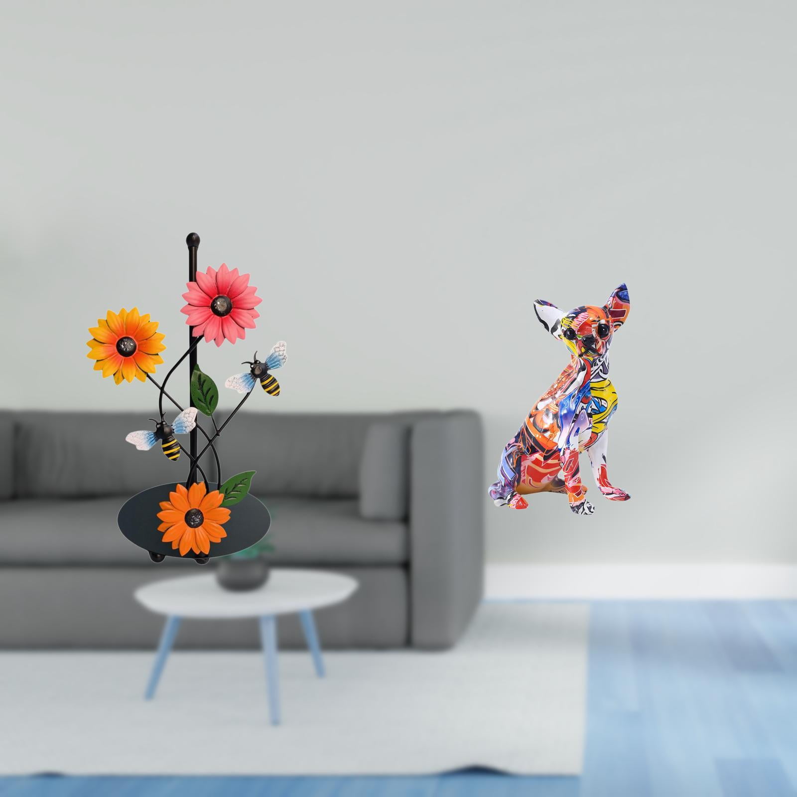 Fiocias Paper Towel Holder Dispenser Non Slip Vertical Tissue Holder Rack Colorful Dog Statue Sculpture Puppy Craft Multicolor Collectible Realistic Animal Or