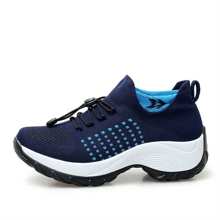 

Hiigyl Women s Sneaker Mesh Walking Shoes Air Cushion Waterproof Platform Socks Loafers Sports Shoes