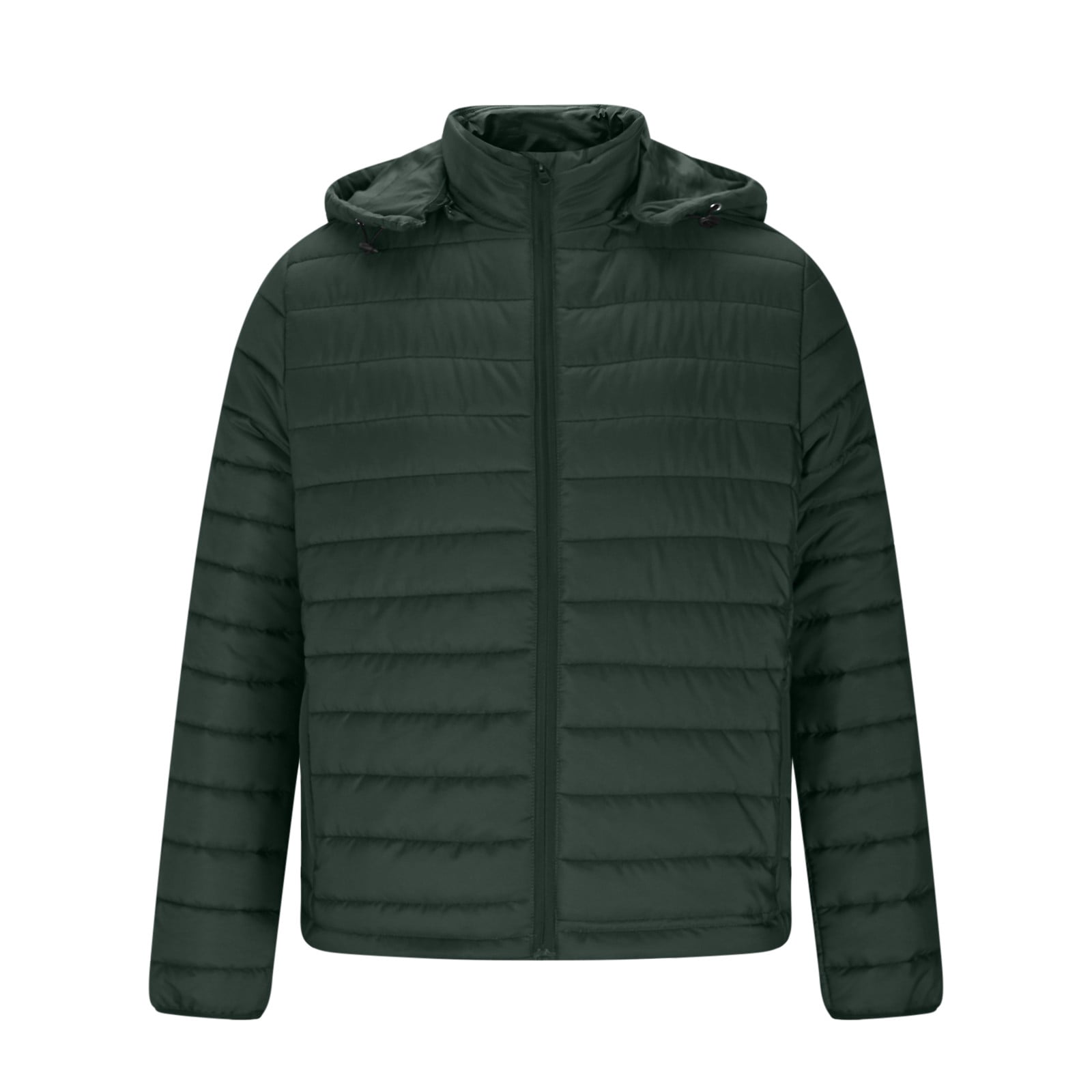 BiZtdJrK Quilted Puffer Jackets Men Zip Up Long Sleeve Casual Hoodie Jacket Warm Winter Coats with Pockets Army Green XXL
