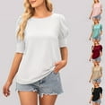 thumbnail image 5 of WREESH Casual Women's Solid Round Neck T-Shirts Loose Short Sleeved with Button Detail Pink, 5 of 5