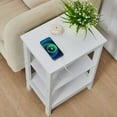 thumbnail image 5 of VECELO Nightstand with Charging Station, 3-Tier End Table with USB Ports and Outlets, Bedside Table for Small Space, Living Room, Bedroom, White, 5 of 8