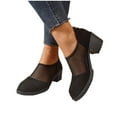 thumbnail image 7 of Viluyesy Women's Block Heels Sandals, Closed Toe Mesh Breathable Back Zipper Fashion Suede Dress Shoes Black, 7 of 7