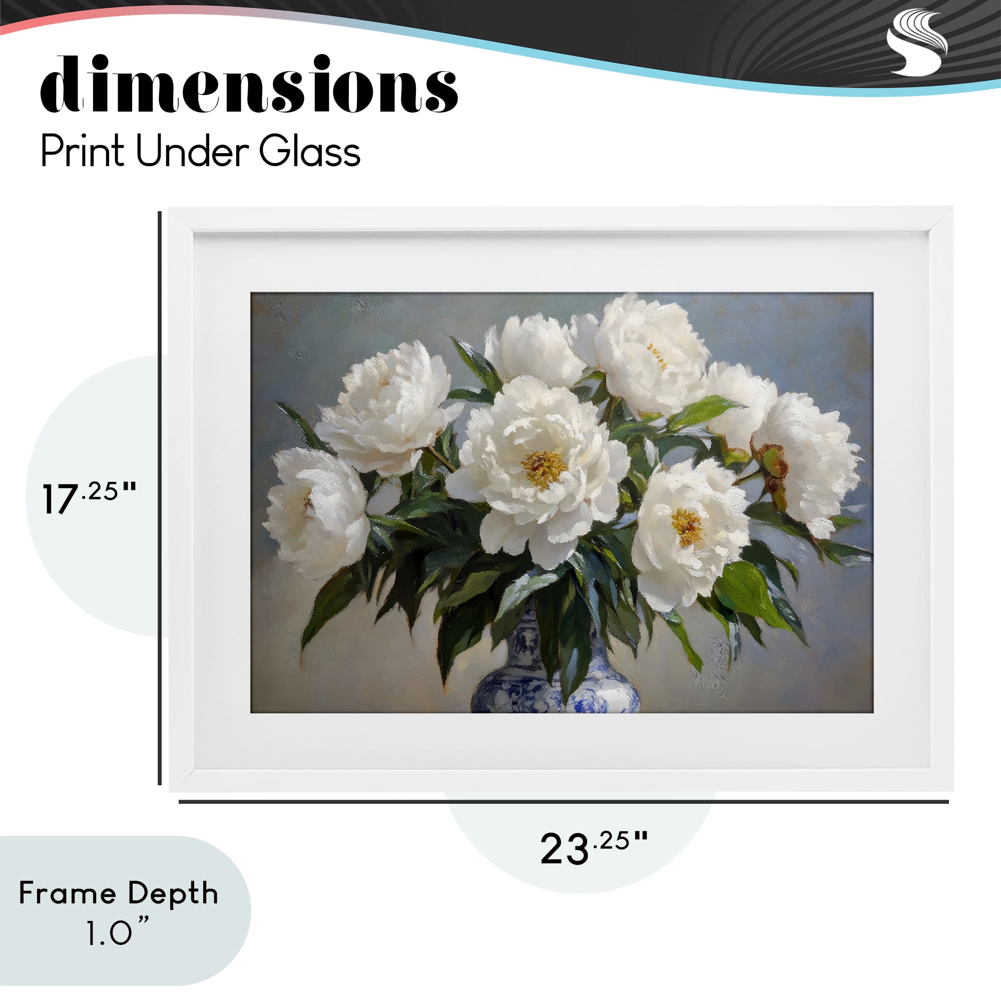 Stupell Industries In Full Bloom White Peonies White Framed Print Under Glass, design by Petal Prints Design